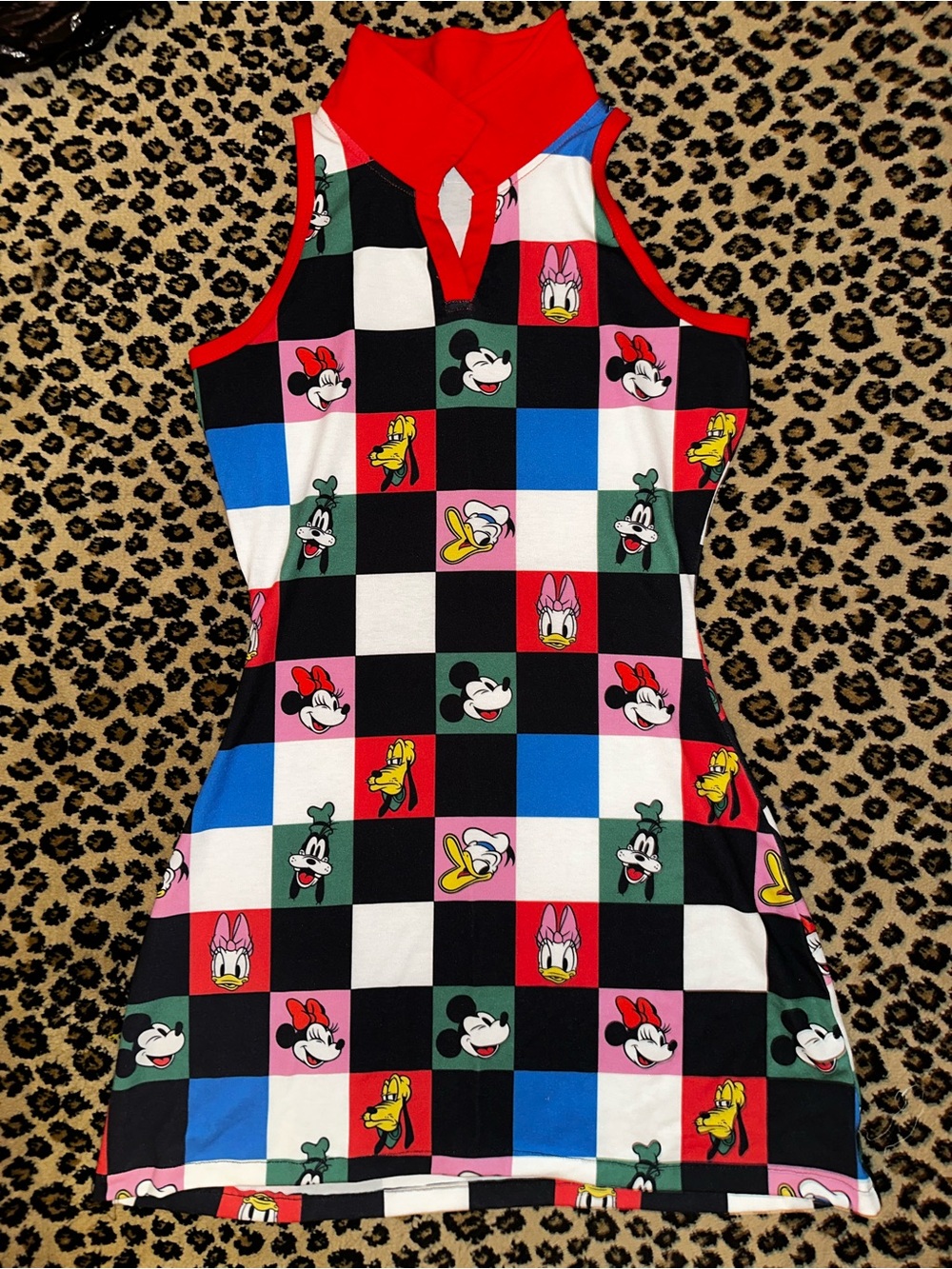 PatPat Girls' Red Black White Blue Multicolor Disney Checker Dress